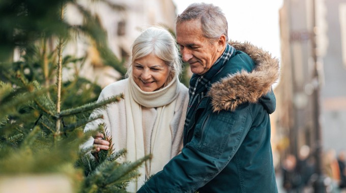 Pareja de pensionados Principal viendo un árbol